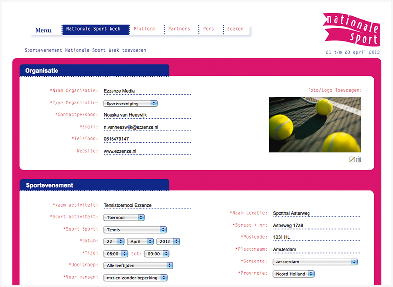 NOC*NSF | Interface for uploading sport events for the National Sports Week | Responsibilities: UX/UI Design